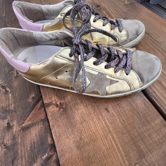 Golden Goose SuperStar sneakers 38/8 Gold/Pink/leather Beige suede low top shoes - Picture 9 of 11